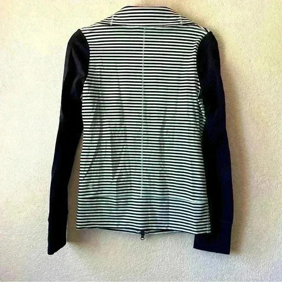 LULULEMON Daily Yoga Jacket Classic Stripe Mint Moment Black / Black Sz. 6 - Picture 10 of 16